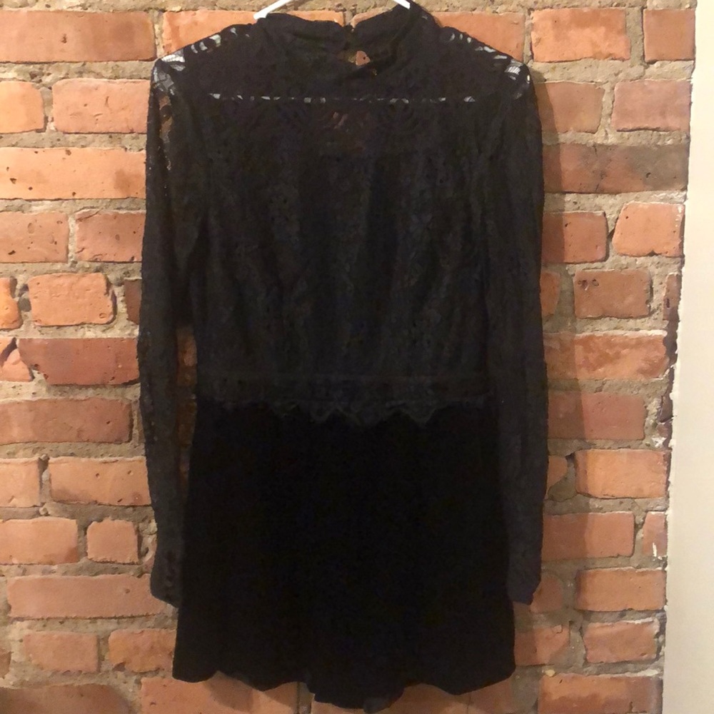 H&M Lace/Velvet Black Romper